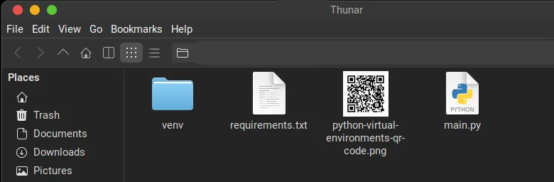 screenshot of the file manager showing the files needed to follow this python environment tutorial for beginners