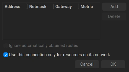 Configuring static IPv4 routes in XFCE Linux to manage network traffic between a local airgapped hub and the internet.