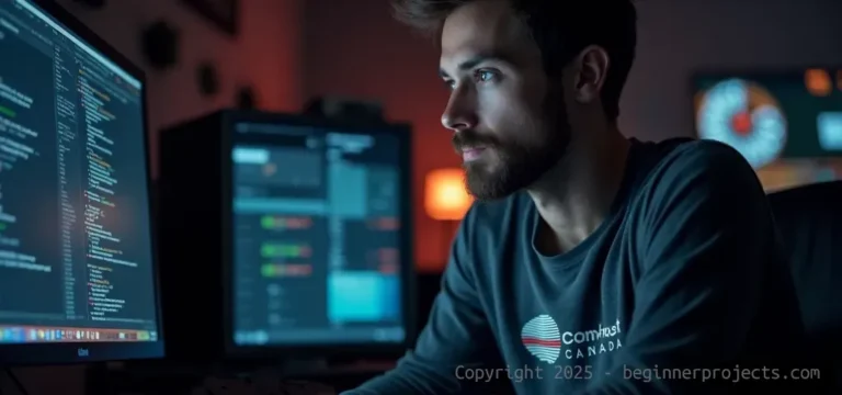 Beginner working on a coding project on a laptop, learning programming through hands-on development.